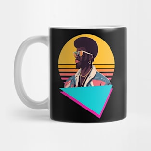 80 s black man retro sunset style Mug